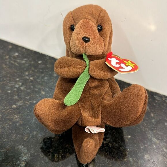 Ty Beanie Baby Seaweed Otter 1996 with ear tag Style #4080. Size 9” - Picture 1 of 8